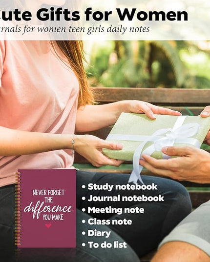 DSHFG Purple Red Notebook Journal for Women Employees Gifts, Notebooks for Work Office Supplies, Appreciation Gifts Thank You Gift, Spiral Notebook, Never Forget The Difference You Make, 5.5x8.3