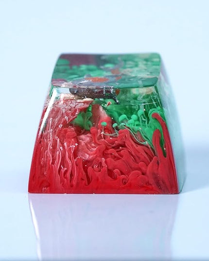 Kohaku Koi Artisan Keycap Turquoise and Purple Coral R1 SA Profile Custom Keycaps 1U ESC Handmade Gaming Resin Key Cap Cherry MX Switch Compatible Mechanical Keyboard Koi Lover Gift