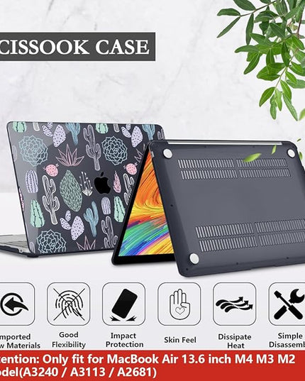 CISSOOK Laptop Hard Shell Case for MacBook Air 13.6 Inch Case 2025 2024 2022 Release Model A3240 A3113 A2681 Cute Cacti Shell with Keyboard Cover for MacBook Air 13-inch M4 M3 M2 Chip, Cactus