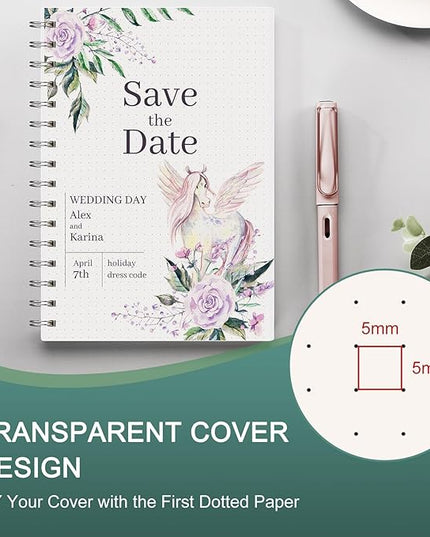 EMSHOI Lined Spiral Journal Notebook, A5 College Ruled Notebook, 300 Pages/150 Sheets, 100gsm Acid-Free Paper, Waterproof Softcover Notebook for School, Work, Note Taking, 5.7" × 8.22" - Transparent