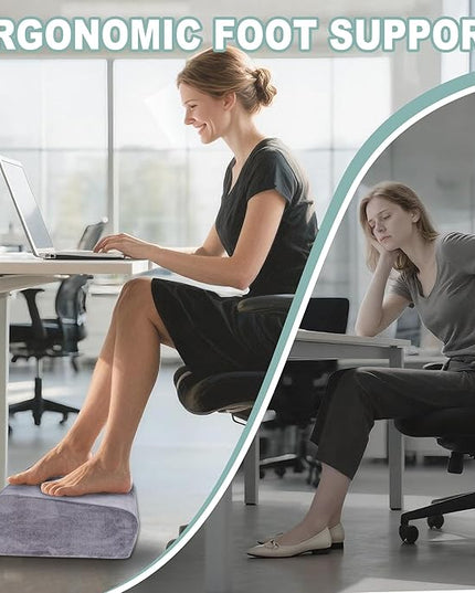 3 Adjustable Heights Foot Rest for Under Desk at Work - Ergonomic High Density Foam Footrest with Washable Cover, Foot Stools for Office, Home, Gaming (Grey)