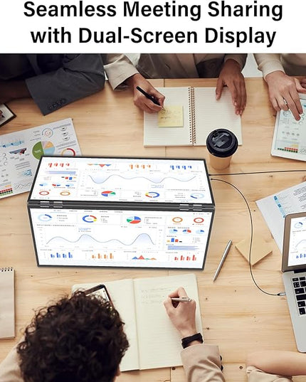 InnoView 23.8" FHD Dual Portable Monitor 1920x1080P 100% sRGB - Foldable & Stackable Design with 315° Screen Adjustment & 180° Stand | USB-C/HDMI, Dual Monitor for Laptop, Mac, Windows