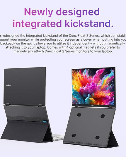 Mobile Pixels Duex Float 2.0 Pro 16" 2.5K Portable Monitor for Laptop, Built-in Kickstand & Speakers Ultra-Thin Laptop Screen Extender | USB-C & HDMI | Plug & Play for Windows, MacOS, Switch, Android