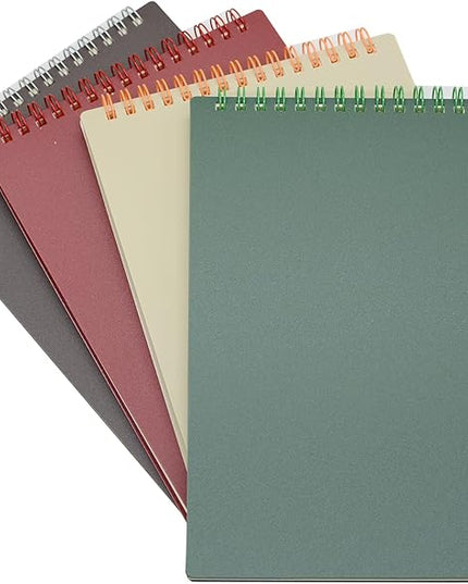 Yansanido Top Bound Spiral Notebook, 4 Pcs 4 Color A5 Size Thick Plastic Hardcover 7mm College Ruled Paper 80 Sheets (160 Pages) Journal for School and Office Supplies (4 Pcs A5)