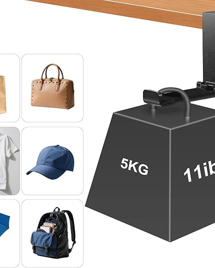 blingwider Metal Heavy Duty Foldable Headphone Holder for Desk, Headset Stand for Desk,Backpack Holder Hook for Desk,Bag Hook Under Desk,Clamp Hook for Desk Attachments,Black