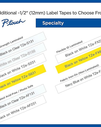 Brother Genuine P-Touch, TZe-231 10-Pack Tape (TZE23110PK) ½ inch (0.47 inch) x 26.2 ft. (8m) (Pack of 10) Laminated P-Touch Tape, Black on White