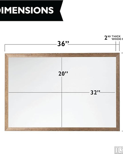 Ilyapa Extra Large Dry Erase Board for Wall - Wood Framed Magnetic White Board - 24 x 36 Inches Decorative Wall Hanging Menu Whiteboard - Brown