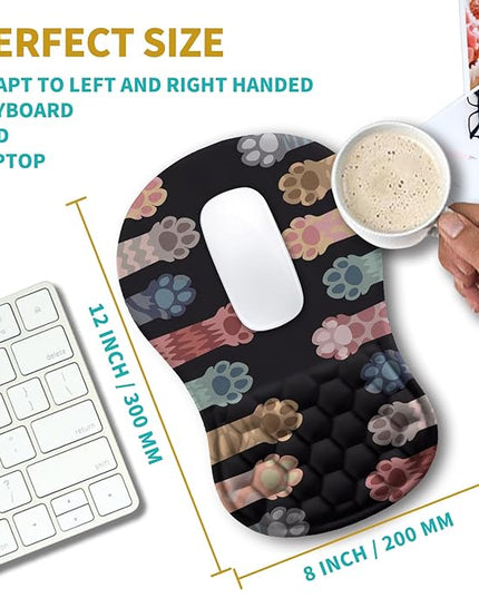 Hokafenle Ergonomic Mouse Pad Wrist Support, Wrist Rest Mousepad for Carpal Tunnel Pain Relief with Integrated Memory Foam Slope Massage Bulge (11.8x7.9 inch,Cute Cat Claw