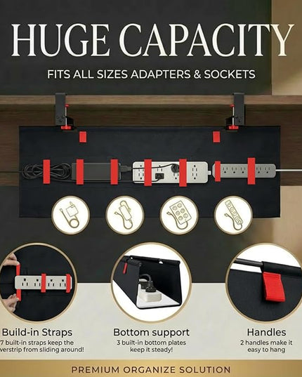 Under Desk Cable Management,No Drill 36",cord organizer,with Silicone Pads (No Scratch!)16 Cable Ties,Washable PE Honeycomb Base,Clamp/Screw Mount-Fits Any Desk 0-2.1",No Stinky Cardboard! Black