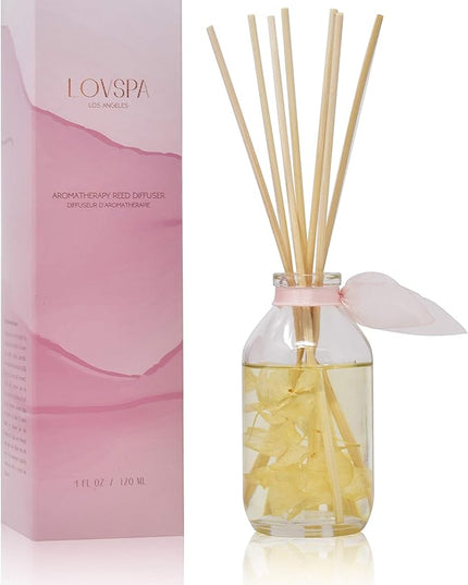 LOVSPA Reed Diffuser Set, Soothe Tahitian Vanilla Bean Scented Oil Diffuser with Sticks, Home Fragrance Accessories for Bathroom Shelf Decor, Aroma Diffusers for Home or Office Fall Decor, USA Made