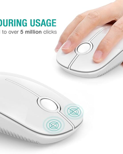 VssoPlor Wireless Mouse, 2.4G Slim Portable Computer Laptop Mouse with Nano Receiver Quiet Silent Optical Mice for Notebook, PC, Laptop, Computer-Pure White