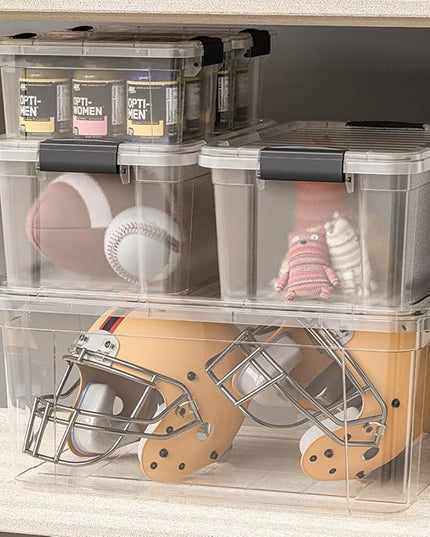 Superio Clear Storage Boxes with Lids, 4.75 Quart Plastic Container Bins for Organizing, Stackable Crates, BPA Free, Non Toxic, Odor Free, Organizers for Home, Office and Dorm, 8 Pack
