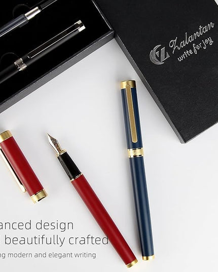 Zalantan Fountain pen, luxury pen, Nice pen gift, pure copper heavy feel Office Executive Pen Smooth Writing Pens for Men Funcy Pens with Gift Case 10 black ink cartridges (Black)