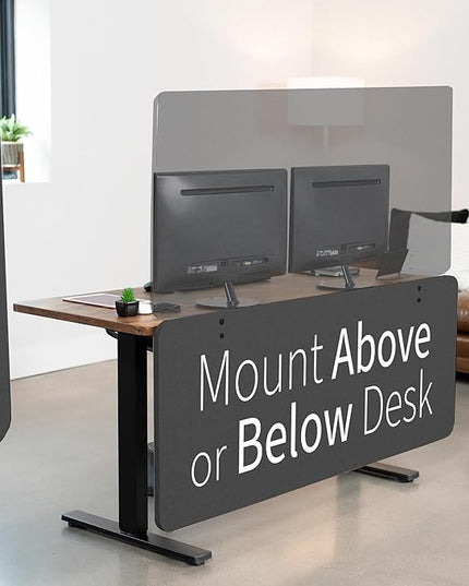 VIVO Clamp-on Privacy Panels 60 x 24 inch (x1), 24 x 24 inch (x2), Sound Absorbing Cubicle Desk Dividers, 3 Acoustic Partitions, Dark Gray, PP-3-V108D