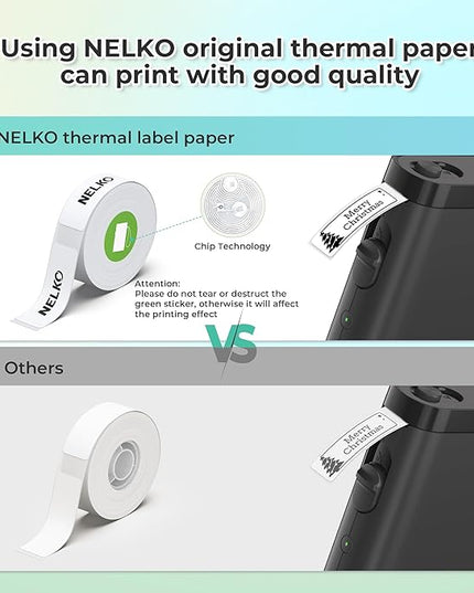 Nelko Label Maker Machine with Tape, P21 Bluetooth Label Printer, Wireless Mini Label Makers with Multiple Templates for School Office Home, Black