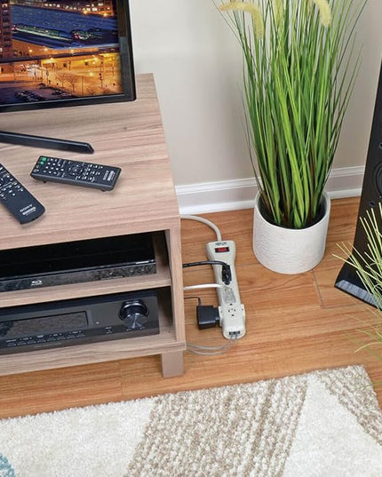 Tripp Lite 7 Outlet Surge Protector Power Strip, 7ft, Right-Angle Plug, Fax/Modem Protection, RJ11, $75,000 Insurance (SUPER7TEL), Gray, 10.3" x 2.8" x 1.5"