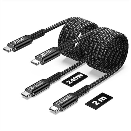 80Gbps USB c to c Cable 6.6ft(2packs) Data Transfer, Bandwidth for 16K/Dual 8K, 240W Fast Charging, Braided USB C Video Cable Compatible Thunderbolt 4/5 Devices