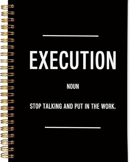 Execution Definition Motivational Notebook Journal, Inspirational Office Gifts for Coworkers Women Men, Inspiring Work Spiral Notebooks 5.5x8.3 Inch