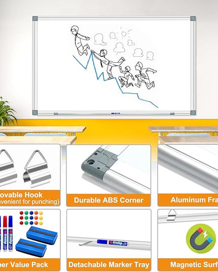 H-Qprobd Large White Board Dry Erase Board for Wall 72"X40" Magnetic Whiteboard with Long Pen Tray, Presentation Dry Erase Boards for Office, Classroom, School, Home