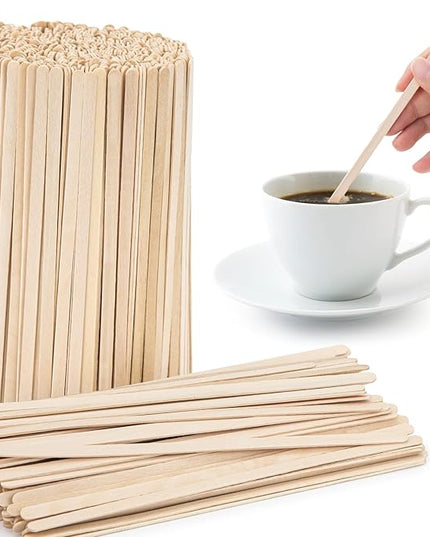WISYOK 1000 PCS Coffee Stirrers, 7 Inch Premium Birch Wood Sticks, Smooth Round Ends, Splinter-Free Disposable Stir Sticks for Coffee Bar, Office, Home Use