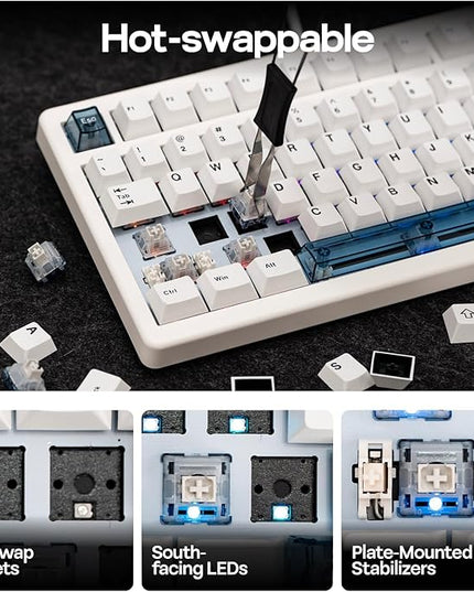 EPOMAKER HE80 Hall Effect Gaming Keyboard, 8K Polling & 32K Scan, Creamy Gasket, DKS, SOCD, Hot-Swappable, RGB Backlit, Wired Gaming Keyboard for PC & Mac (White)
