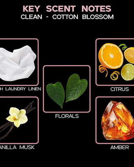 LOVSPA Reed Diffuser Set, Clean Cotton Blossom Scented Oil Diffuser with Sticks, Home Fragrance Accessories for Bathroom Shelf Decor, Aroma Diffusers for Home or Office Desk, USA Made