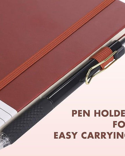 Aodaer 12 Set Lined Notebook Journals with Pens A5 Notebooks 100 GSM College Ruled Hardcover Notebook PU Leather Notepad with Pen Holder for Office School, 5.7 x 8.3 Inches, Deep Multicolor