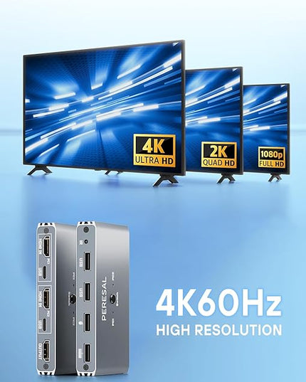 USB KVM Switch with Remote Control, HDMI Switch, 4K@60Hz KVM Switches for 2 Computers Sharing 1 Monitor, 4 USB Devices Such as Keyboard, Mouse, Printer, Scanner, Includes 2 USB-B Cables
