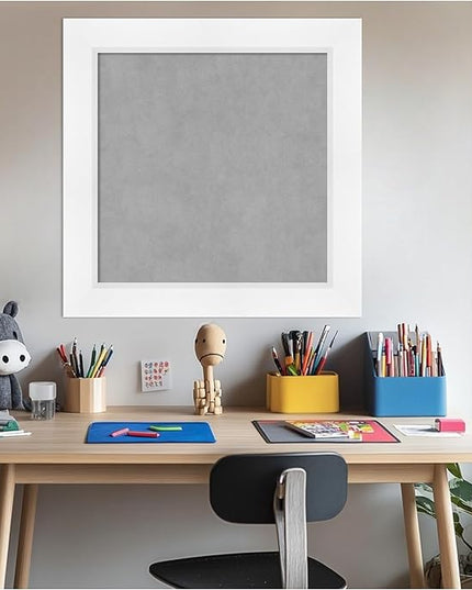 Amanti Art White Framed Magnetic Board 25x25 Medium Vision Board for use with Magnets, 100% Metal Sheet to Display Items as Office Decor or for Home Organization in mudroom, Kitchen or Kids Room