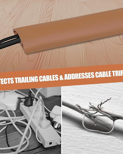 Floor Cord Cover Self Adhesive Cord Hider,3.3FT Cable Management, Extension Strip Protector for Wires, Prevent Cable Trips for Offices, Gyms, Exhibitions Cavity:0.47"(W) x 0.35"(H) Brown