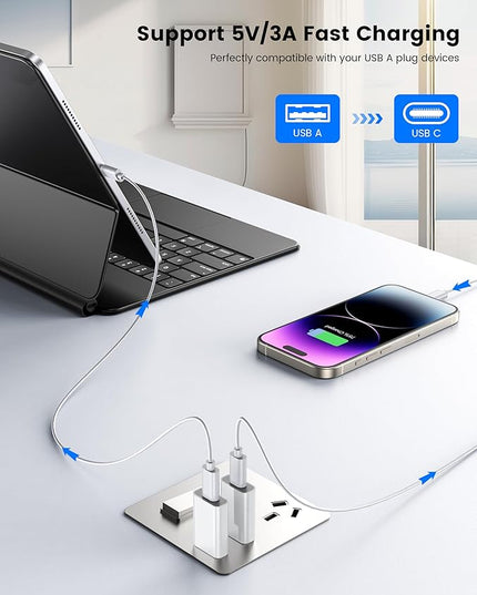 MOSWAG USB C Female to USB A Male Adapter, Compatible with Apple MagSafe Watch 9/8/7/SE/Ultra, iPhone 15/14/13/12 Mini/Pro/Max, iPad, Galaxy Note, Pixel, CarPlay, Wall Plug
