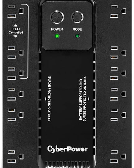 CyberPower EC750G Ecologic Battery Backup & Surge Protector UPS System, 750VA/450W, 12 Outlets, ECO Mode, Compact Uninterruptible Power Supply, Black