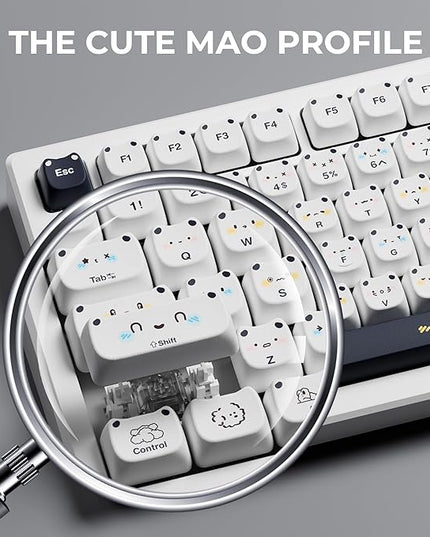 XVX Cute PBT Keycaps, Mao Profile White Puppies Keyboard Keycaps, 154 Keys Keycap Sets with Transparent Key caps Compatible with 65% 75% 96% 100% Cherry Gateron MX Switches Mechanical