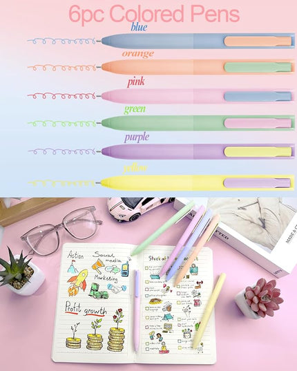 53PCS Aesthetic School Supplies with Large Pencil Case,12 Pastel Highlighters,5 Black & 6 Color Ink Gel Pens,2 Inspirational Stylus Ballpoint Pens,4 Mechanical Pencils 0.5-0.7mm Student Essentials