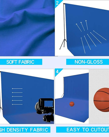 ISSUNTEX 6X9 ft Background Muslin Backdrop, Photo Studio, Collapsible High Density Screen for Video Photography and Television-Blue