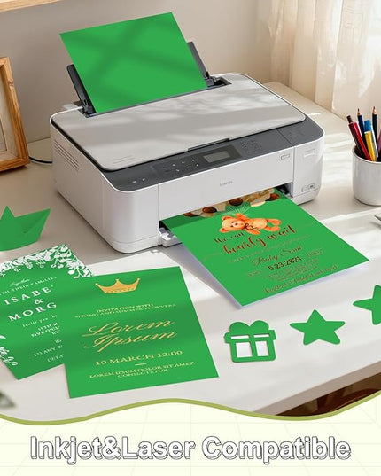 120 Sheets Cardstock 8.5x11, 65lb Dark Green Card Stock, Green Construction Paper, 180gsm Thick Printer Paper for Printing, Painting, Card Making, Kids School Supplies,Party Decorations