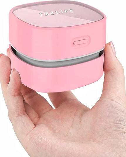 TRZLIFE Desk Vacuum Cleaner, Portable USB Rechargeable Mini Handheld Cleaner Sucks Up Crumbs Debris from Desktop Countertop Drawer, Perfect Office Desk Accessory, Ideal Valentine's Day Gift Pink