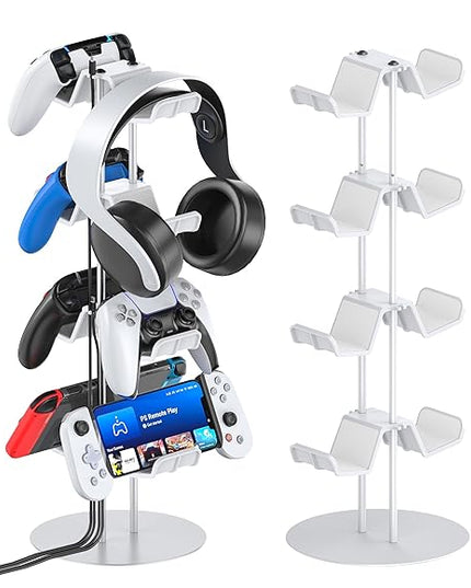Kytok Gamer Gifts, Headset Stand 4 Tiers with Cable Organizer, Controller Stand Compatible with PS5/Xbox/Nintendo Switch/PS Portal/PS4, Headset Holder & Controller Holder