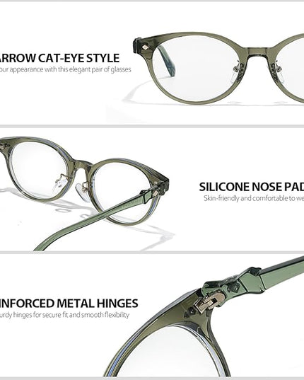 IGnaef Blue Light Blocking Glasses for Women, Oval Frame Bluelight Glasses for Gaming/Computer/Screen BL6216