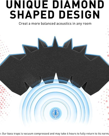 4 Pack Curved Bass Traps Corner Acoustic Foam, Large Size 16.5" X 6.3" X 12" Sound Absorbing Corner Bass Traps for Studio and Home Theater Low Frequency