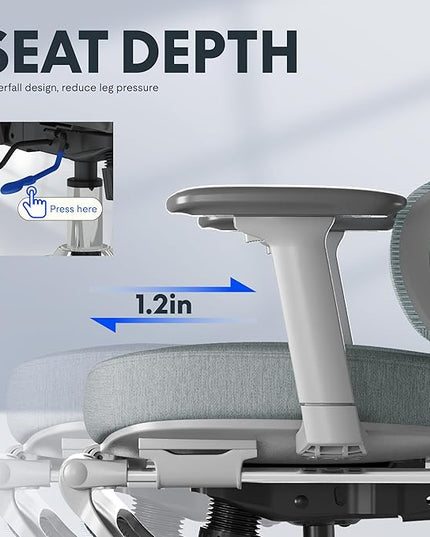 FLEXISPOT ErgoX Premium Ergonomic Office Chair with Footrest- Adjustable 3D Armrests, Dynamic Lumbar Support, Recline & Tilt Function, Mesh Seat, for Home & Office Use,Foam Blue