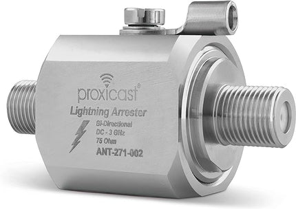 Proxicast Coaxial Lightning Arrester/Suppressor with 75 Ohm F Female Connectors - Pro-Grade Coax Cable Surge Protector for Television (TV) / Satellite Dish Antennas & Cable Internet Use (ANT-271-002)