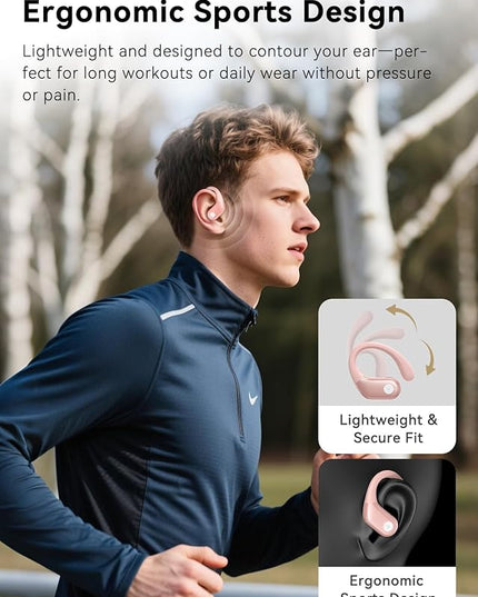 Wireless Earbuds, ENC Noise Cancelling Sport Ear Buds with Touch-Screen Control, IPX7 Waterproof, Bluetooth 5.4 Headphones with Deep Bass Stereo for Running & Workout – Rose Gold