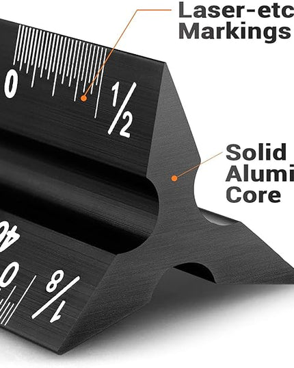 12" Architectural Scale Ruler Aluminum Architect Scale Triangular Scale Ruler for Architects, Draftsman, Students and Engineers, Black