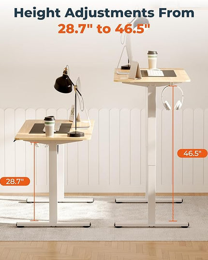 Adjustable Stand Up Desk with Memory Preset, 55 x 24 Inch Standing Desks Electric Desk for Home Office with Splice Board (Maple)