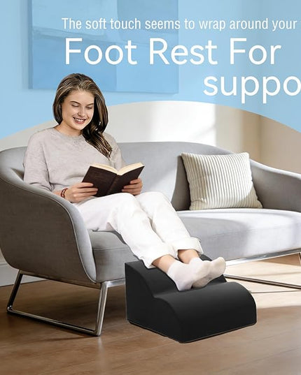Foot Rest for Under Desk at Work.Multifunctional 3-Tier Foot Stool,With waterproof leather Footrest.For Under Desk,Office Chair Gaming Chair & Sofa,Leg Elevation Pillow,supports Posture-Black