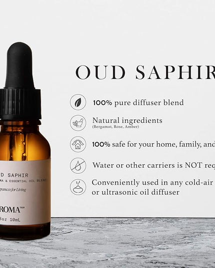 Aromatech Oud Saphir Aroma Essential Oil Blend: Luxury Hotel Inspired Aromatherapy with for Ultrasonic Diffusers & Nebulizers - 0.3 fl oz, 10 mL