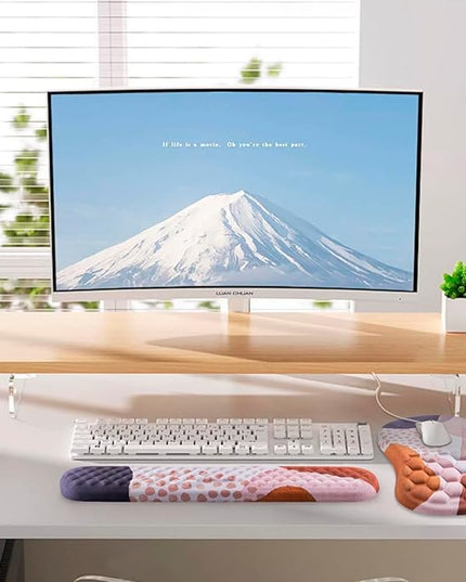 Mouse Pad Wrist Support, Laokiiy 2 in1 Keyboard Wrist Rest+ Ergonomic Mouse Pad, Non-Slip Wrist Rest for Computer Keyboard, Made Easy Typing & Relieve Wrist Pain Boho