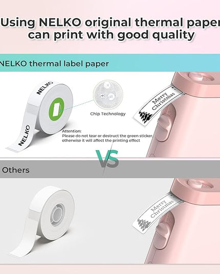 Nelko Label Maker Machine with Tape, P21 Bluetooth Label Printer, Wireless Mini Label Makers with Multiple Templates for School Office Home, Pink