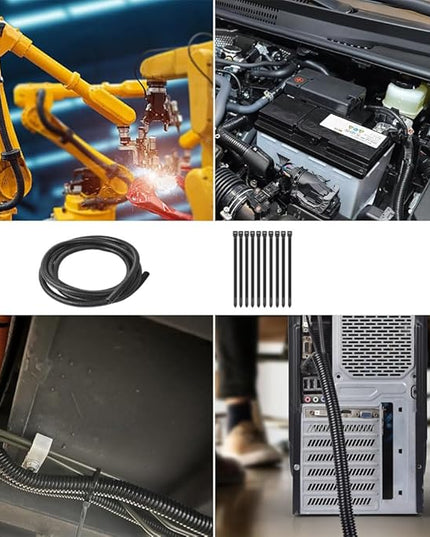 Black 1/2" inch Split Wire Loom Tubing,Alex Tech 32.8ft